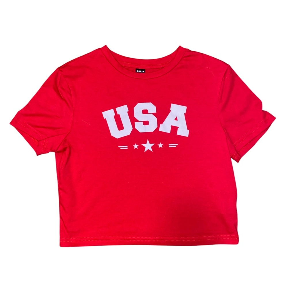 Shein Small Red USA crop top